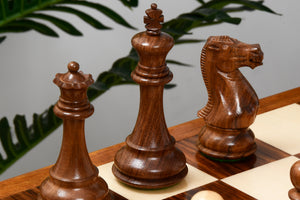 Desert Gold Staunton Series Wooden Chess Pieces in Sheesham & Boxwood - 4.0" King