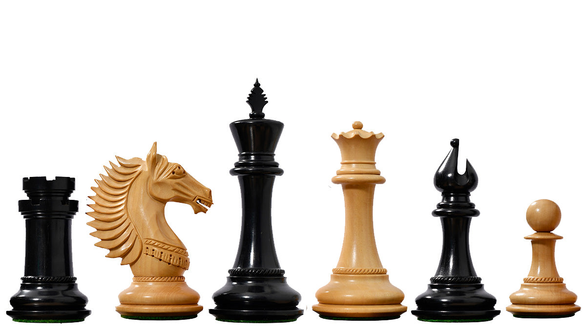 The  Mustang Series Wooden Triple Weighted Chess Pieces in Ebony / Boxwood - 4.4" King