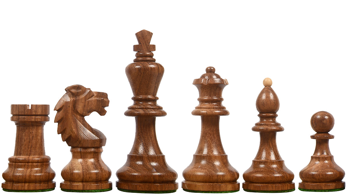 Reproduced Vintage 1950's Circa Bohemia Staunton Series German Chess Pieces in Sheesham & Box Wood - 3.89" King