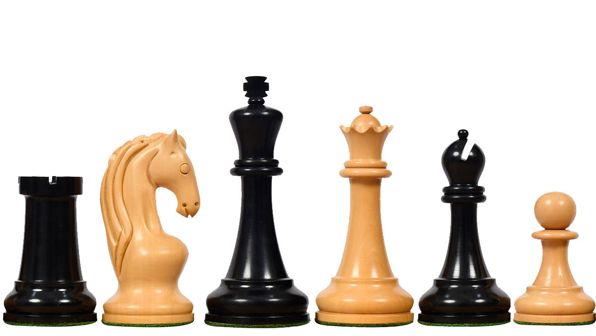 Reproduced 1963-1966 Piatigorsky Cup Chess Pieces in Ebony / Boxwood - 4.2" King