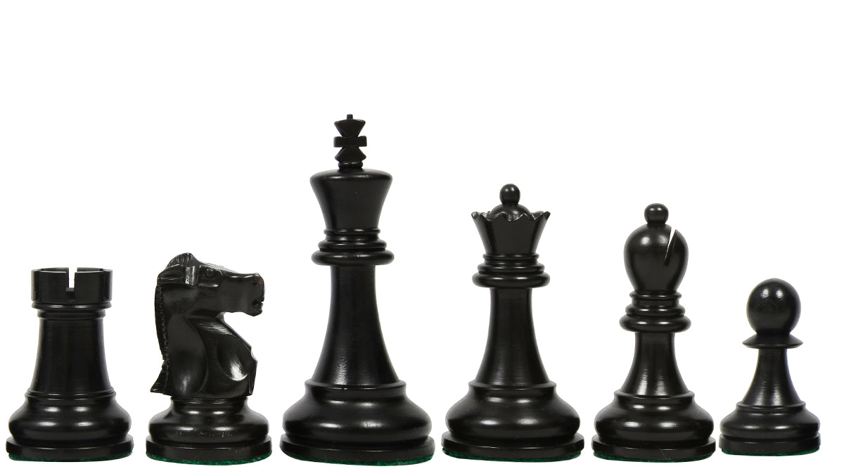1972 Reproduced Fischer-Spassky Staunton Pattern Chess Pieces V2.0 in Ebonized Boxwood & Natural Boxwood - 3.7" King