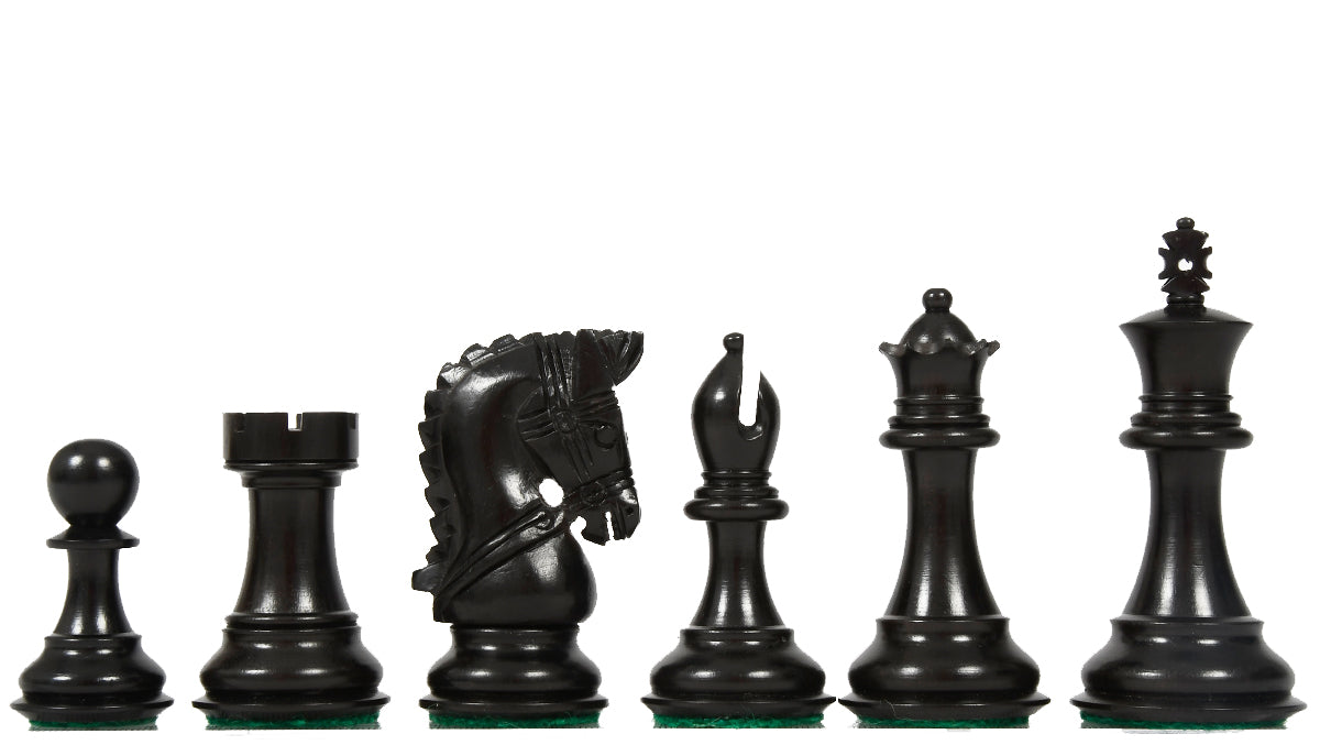 The Bridle Series Wooden Chess Pieces in Ebony & Box Wood - 3.58" King