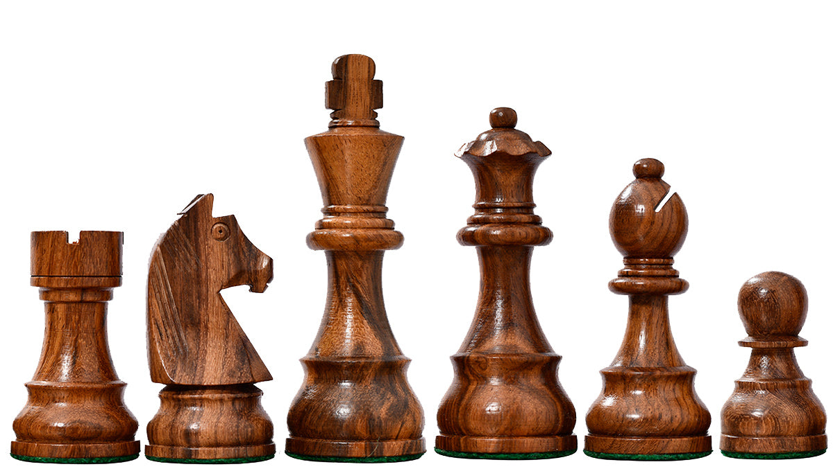 The Queen's Gambit" Inspired Tournament Series Chess Pieces in Sheesham Wood - 3.75" King