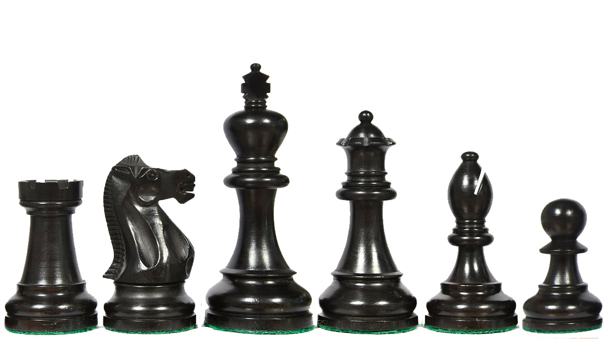 The American Staunton Series Weighted Tournament Chess Pieces in Ebonized Boxwood & Boxwood - 4.1" King