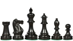 The American Staunton Series Weighted Tournament Chess Pieces in Ebonized Boxwood & Boxwood - 4.1" King