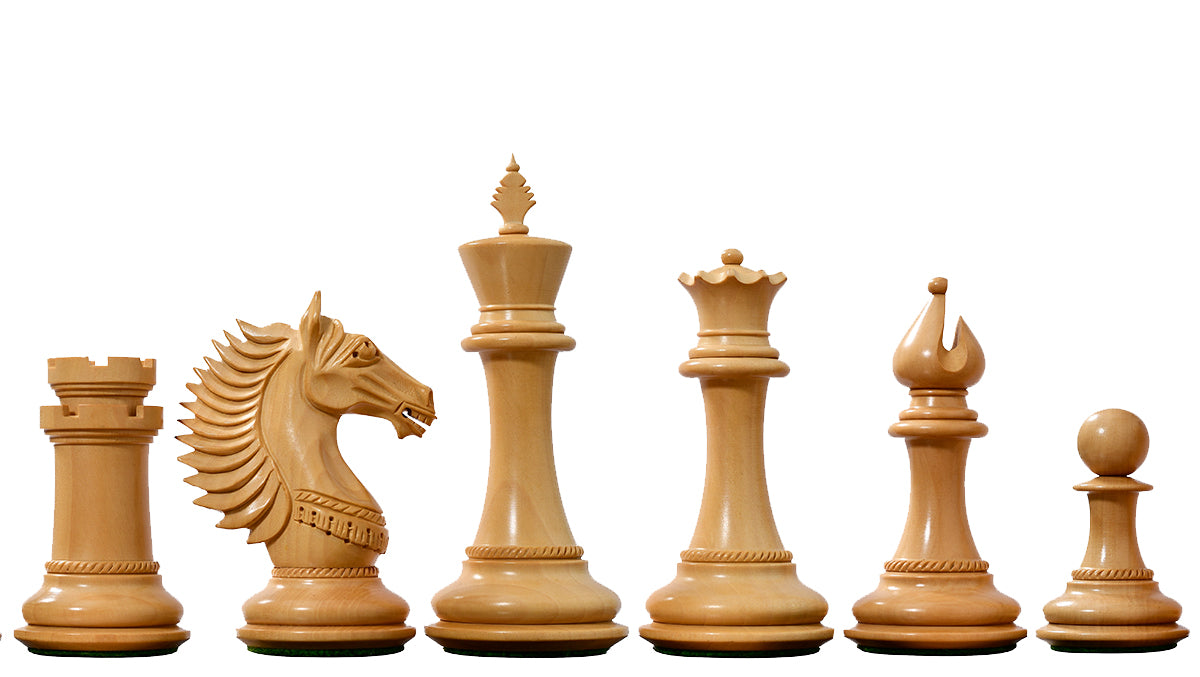 The  Mustang Series Wooden Triple Weighted Chess Pieces in Ebony / Boxwood - 4.4" King