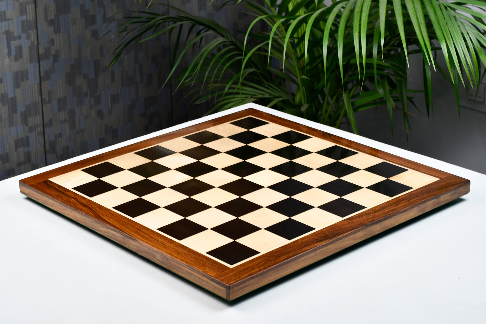 Wooden Indian Chess Board in Ebony Wood & Maple Wood with Sheesham Wood Border 21" - 55 mm Square