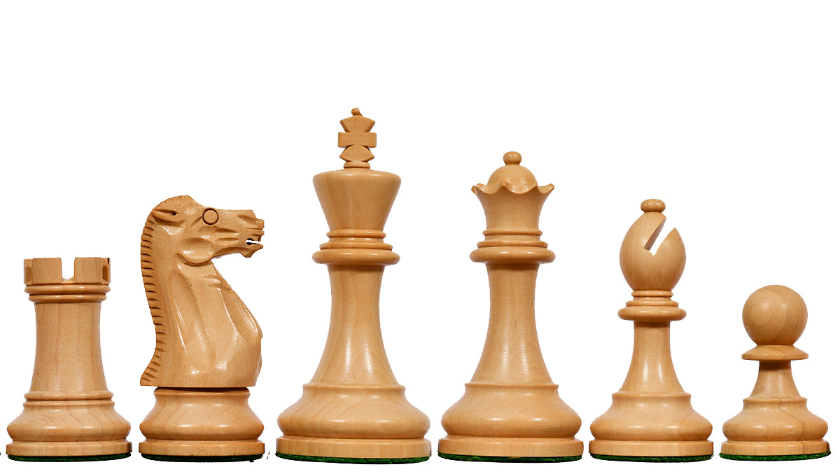 The Grandmaster Staunton Series Chess Pieces - 3.75" King in Ebonized Boxwood & Natural Boxwood - 1100 grams