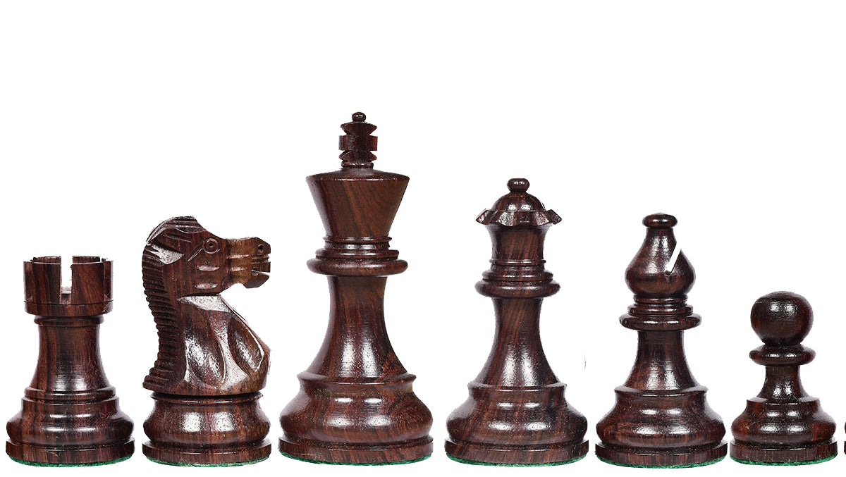 The Smokey Staunton Series Chess Pieces in Rosewood & Boxwood - 3.8" King