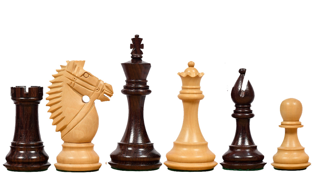 The Bridle Knight Series Wooden Chess Pieces in Indian Rosewood & Box Wood - 4.1" King