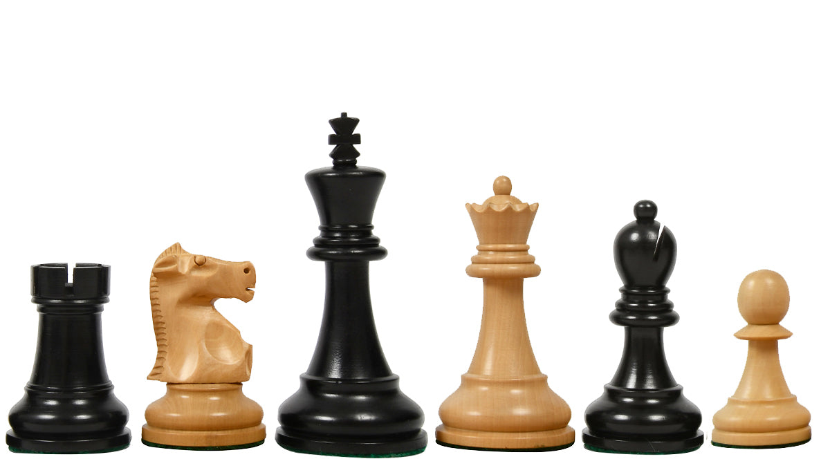 1972 Reproduced Fischer-Spassky Staunton Pattern Chess Pieces V2.0 in Ebonized Boxwood & Natural Boxwood - 3.7" King