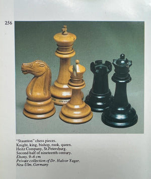 Circa 1887 Turner Teich Soviet-Staunton Style Weighted 4" Chess Pieces in Ebony & Antiqued Boxwood - 1700 Grams Weight