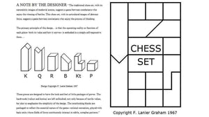 1966 F. Lanier Graham Chess Pieces - Minimalist Design in Ebonized Boxwood & Natural Boxwood - 2.79" King