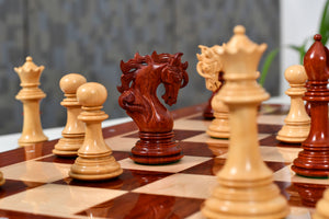 Viking Series Triple Weighted Staunton Luxury Chess Pieces – Handcrafted Bud Rosewood & Boxwood - 4.4” King