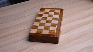 14-Inch Travel Foldable Magnetic Chess Set in Matte Finish - Sheesham & Maple Wood
