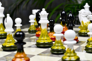 Flame & Frost Painted Staunton Weighted Chess Pieces 4.0" Extra Queens