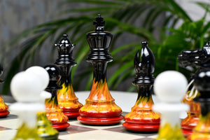 Flame & Frost Painted Staunton Weighted Chess Pieces 4.0" Extra Queens