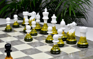 Flame & Frost Painted Staunton Weighted Chess Pieces 4.0" Extra Queens