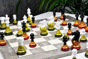 Flame & Frost Painted Staunton Weighted Chess Pieces 4.0" Extra Queens