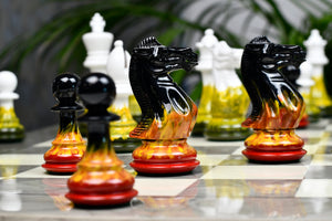 Flame & Frost Painted Staunton Weighted Chess Pieces 4.0" Extra Queens
