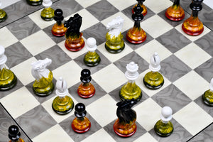 Flame & Frost Painted Staunton Weighted Chess Pieces 4.0" Extra Queens