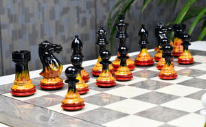 Flame & Frost Painted Staunton Weighted Chess Pieces 4.0" Extra Queens