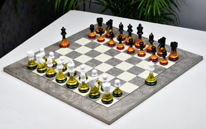 Flame & Frost Painted Staunton Weighted Chess Pieces 4.0" Extra Queens