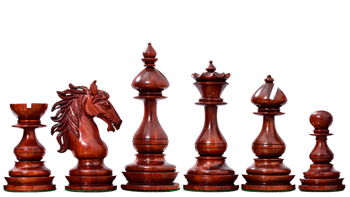 CB Wild Stallion Luxury Chess Pieces in Bud Rosewood & Boxwood - 4.4" King