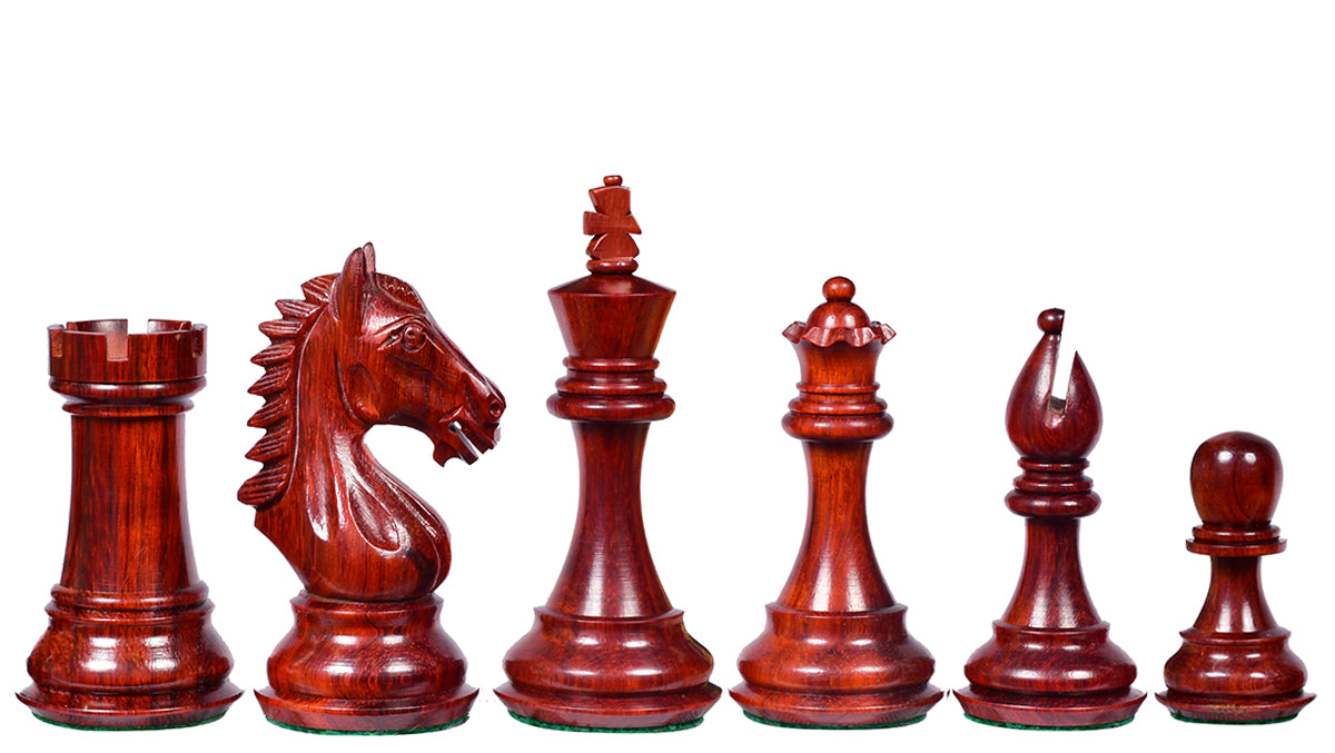 Derby Knight Staunton Weighted Chess Pieces in Bud Rosewood (Padauk) & Boxwood - 4.1" King