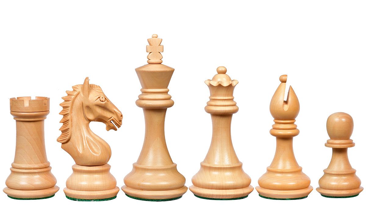Derby Knight Staunton Weighted Chess Pieces in Rosewood & Boxwood - 4.1" King