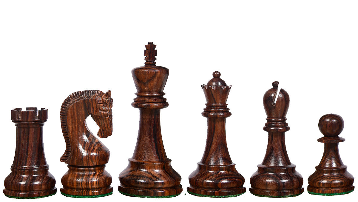 The Leningrad Club-Sized Wooden Chess Pieces in Indian Rosewood & Boxwood- 4.0" King