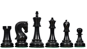 The Leningrad Club-Sized Wooden Chess Pieces in Black Ebonized Wood & Boxwood- 4.0" King