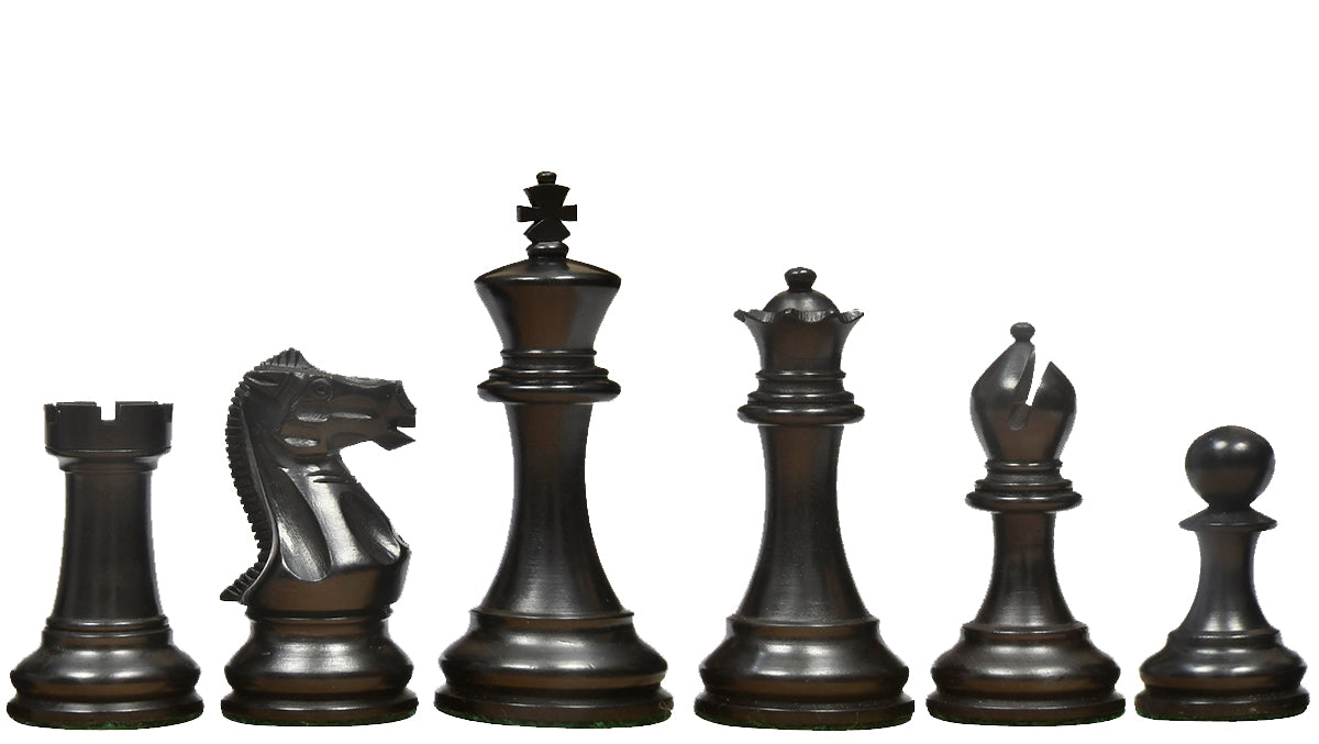 The Professional Series Tournament Staunton Weighted Chess Pieces in Ebonized and Boxwood - 3.8" King
