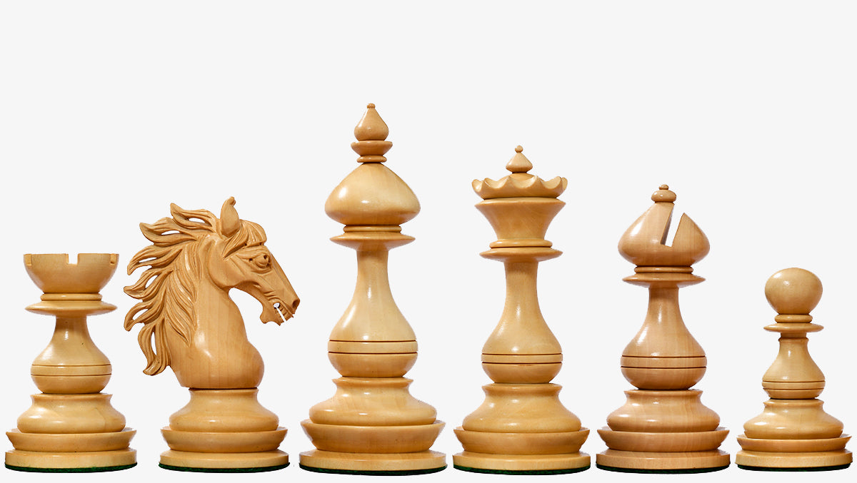 CB Wild Stallion Luxury Chess Pieces in Bud Rosewood & Boxwood - 4.4" King