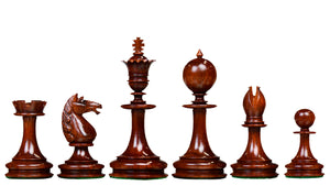 Reproduced 3.5" King Size William Hamlett Wooden Chess Pieces in Bud Rosewood / Boxwood