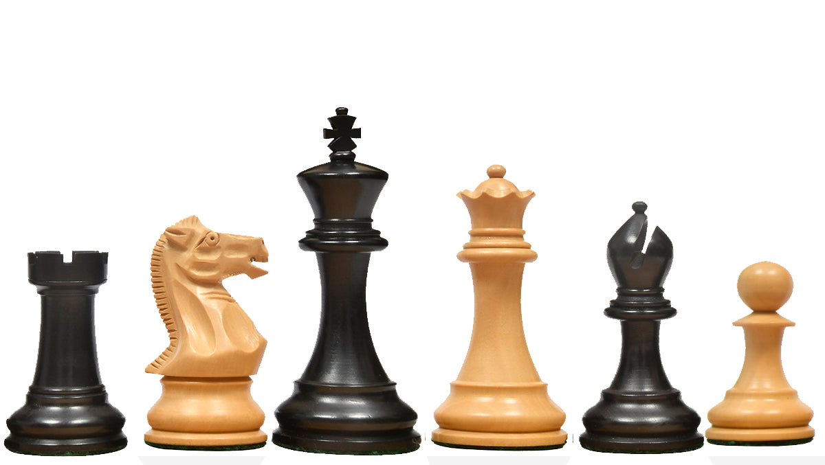 The Professional Series Tournament Staunton Weighted Chess Pieces in Ebonized and Boxwood - 3.8" King