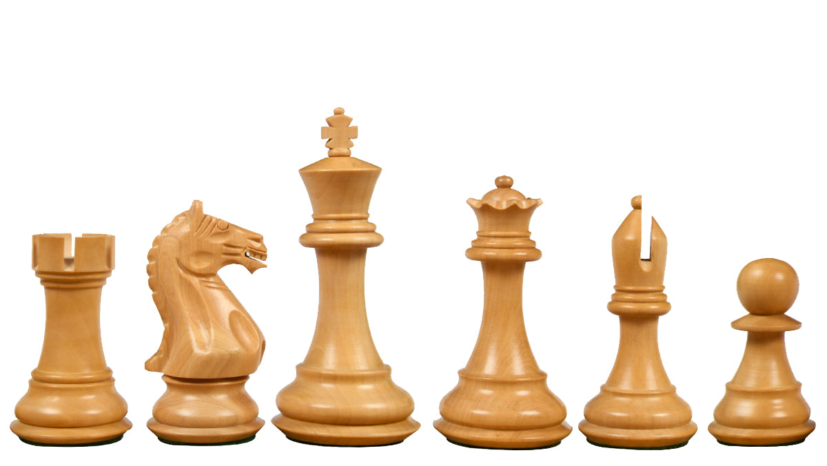 The Fierce Knight Staunton Wooden Chess Pieces in Ebonized Boxwood & Box Wood - 4.0" King