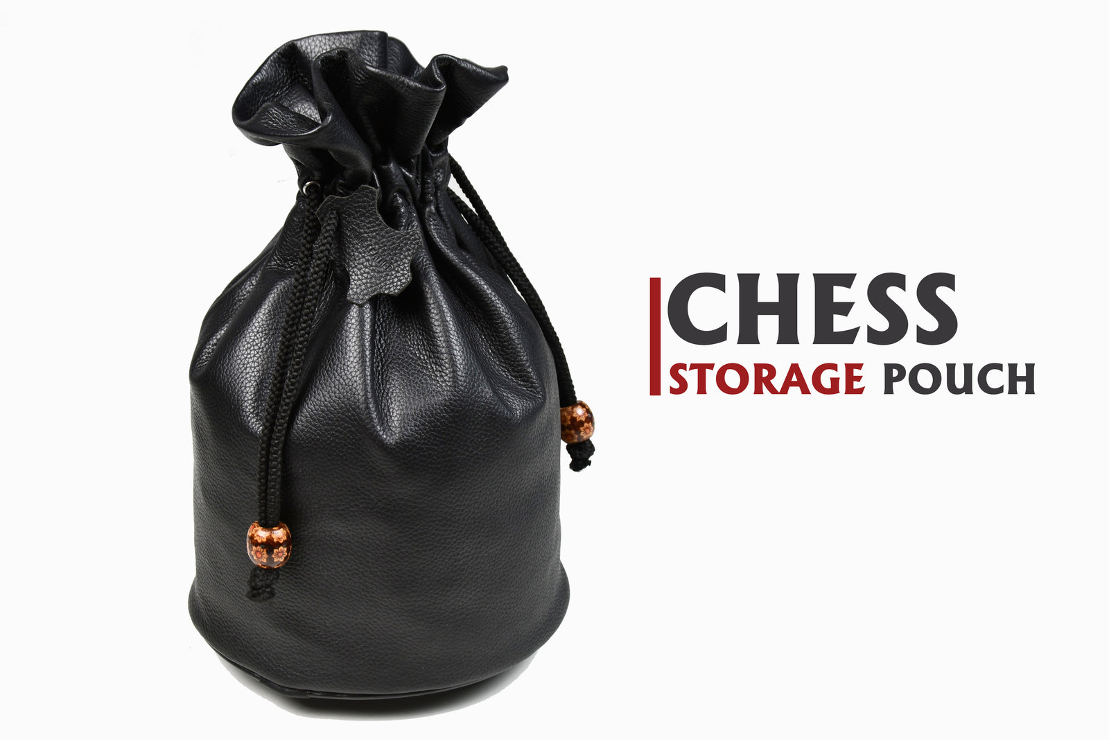 Genuine Leather Chess Piece Storage Pouch for 3"–4" King