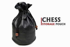Genuine Leather Chess Piece Storage Pouch for 3"–4" King