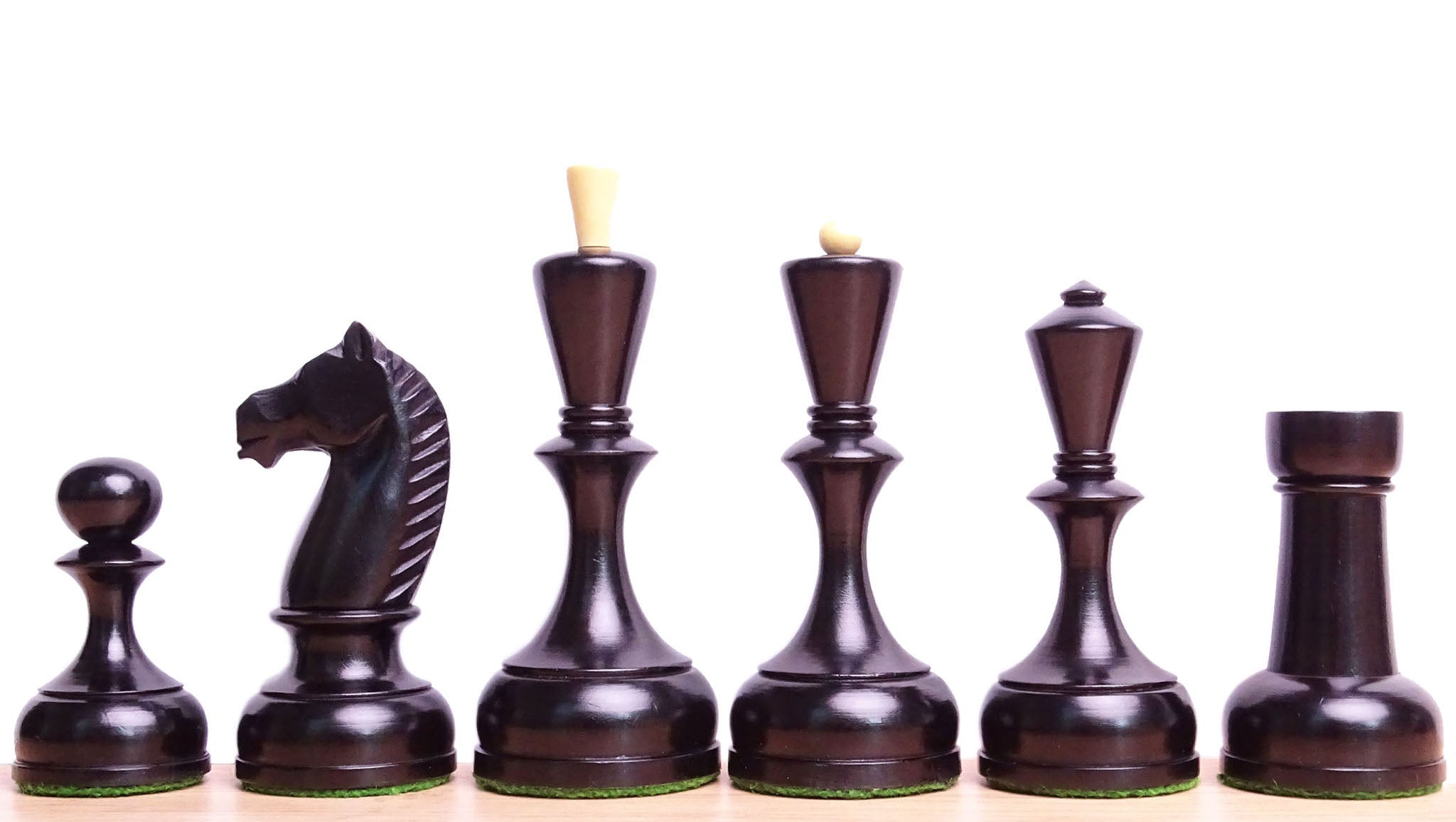 The Repro of 1950s Botvinnik Tournament Soviet Era Chess Pieces in 4.4 inch King Ebonized Boxwood - 1480 Grams Weight