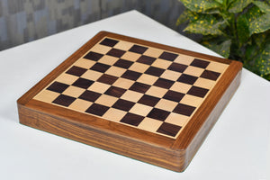 12-Inch Travel Magnetic Chess Set with Drawer in Matte Finish - Rosewood with Extra Queens