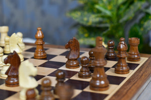 12-Inch Travel Magnetic Chess Set with Drawer in Matte Finish - Rosewood with Extra Queens