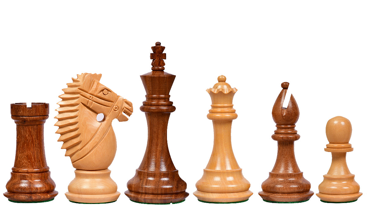 The Bridle Knight Series Wooden Chess Pieces in Sheesham & Box Wood - 4.0" King