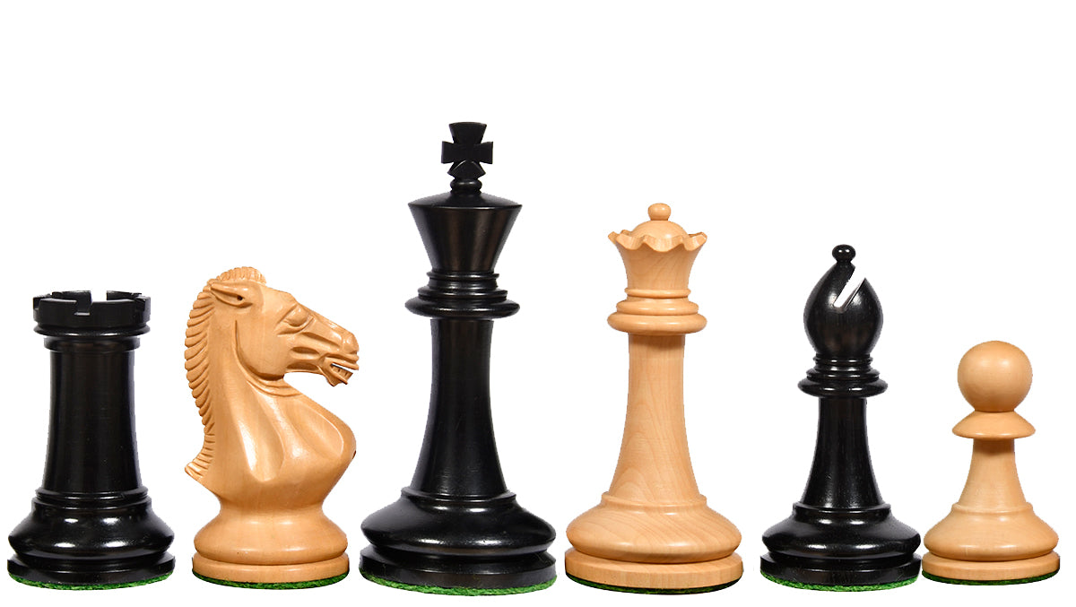 The GM Blitz Edition Staunton Series Chess Pieces in Ebony Wood & Natural Boxwood - 3.75" King