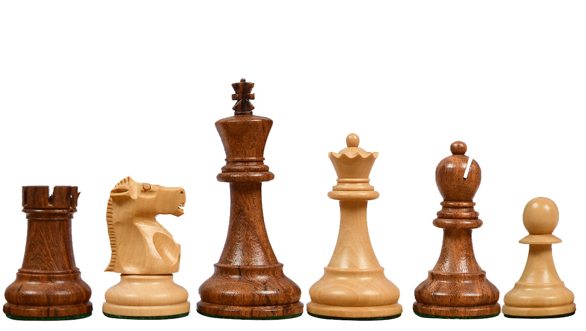 1972 Reproduced Fischer-Spassky Staunton Pattern Chess Pieces V2.0 in Sheesham Wood & Boxwood - 3.75" King