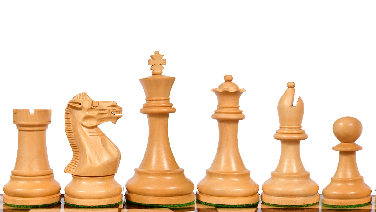 Prestige Staunton Series Weighted Chess Pieces in Anjan Wood & Box Wood - 4.0" King