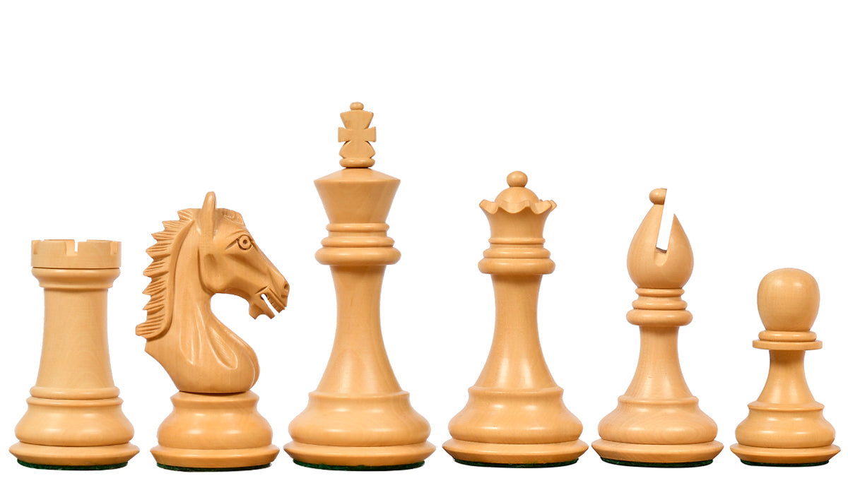 Derby Knight Staunton Weighted Chess Pieces in Sheesham & Boxwood - 4.1" King