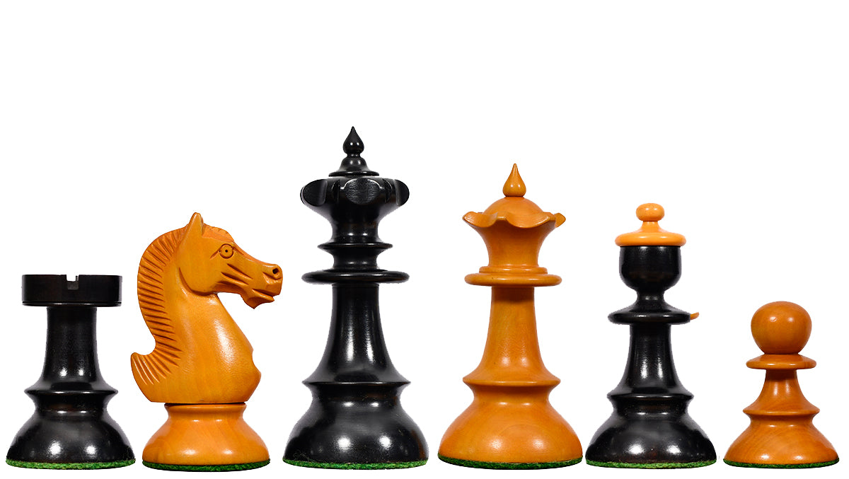 Reproduced Vintage Series Original Austrian Coffee House Old Vienna Chess Pieces in Ebonized and Antique Boxwood V2.0- 3.75" King