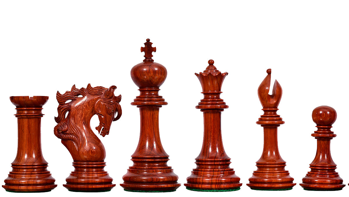 Viking Series Triple Weighted Staunton Luxury Chess Pieces – Handcrafted Bud Rosewood & Boxwood - 4.4” King