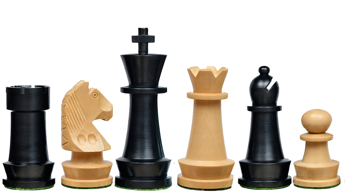 The Championship Series Staunton Chess Pieces in Ebonized Boxwood & Natural Boxwood - 3.75" King
